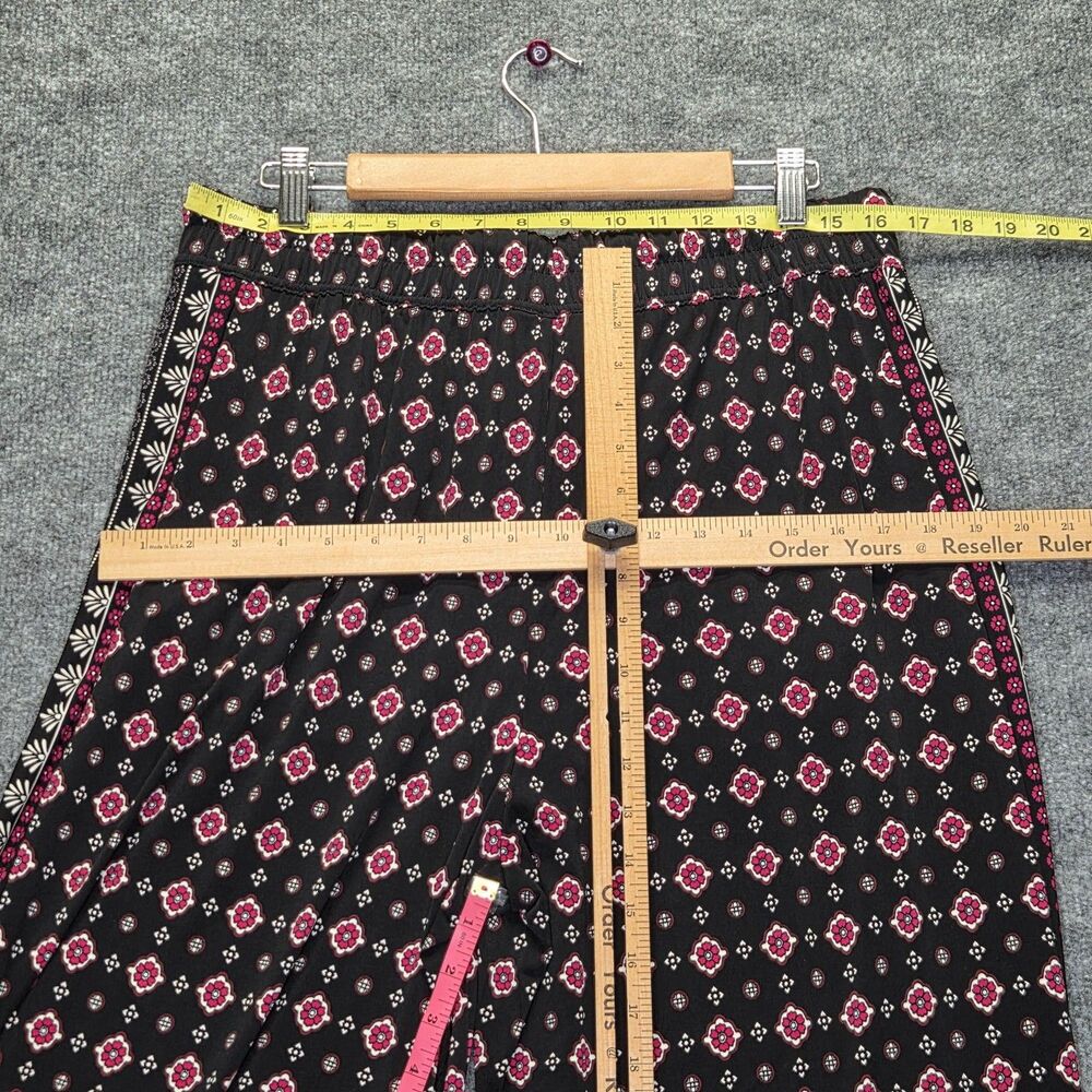 Lane Bryant Women Pant 14/16 Black Floral Wide Leg Elastic Waist Drawstring Boho - Picture 6 of 7